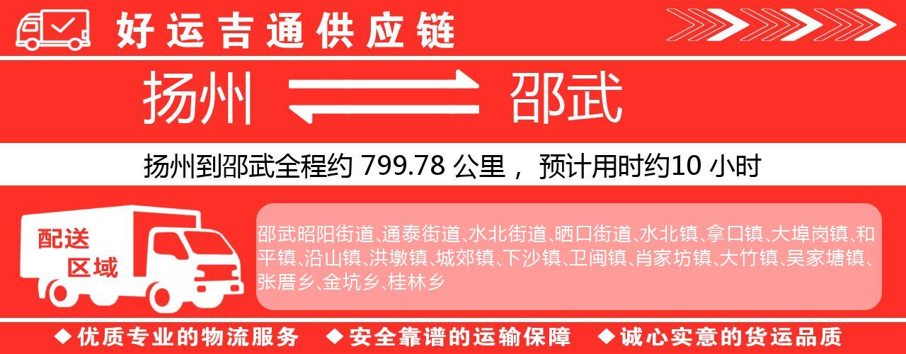 扬州到邵武物流专线-扬州至邵武货运公司